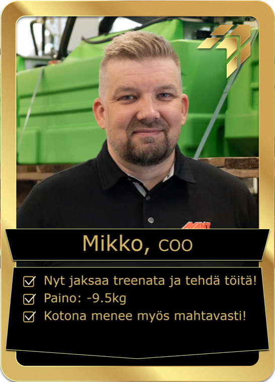 Mikko, COO — paino −9,5 kg, jaksaa treenata ja tehdä töitä